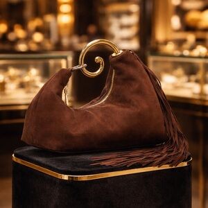 ✨ Retro Unique and Jazzy Espresso Vegan Suede Handbag ✨